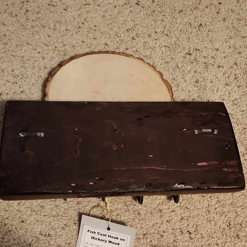 Linebrook Furniture Rescues Fish Coat Hook on Hickory Wood NEW